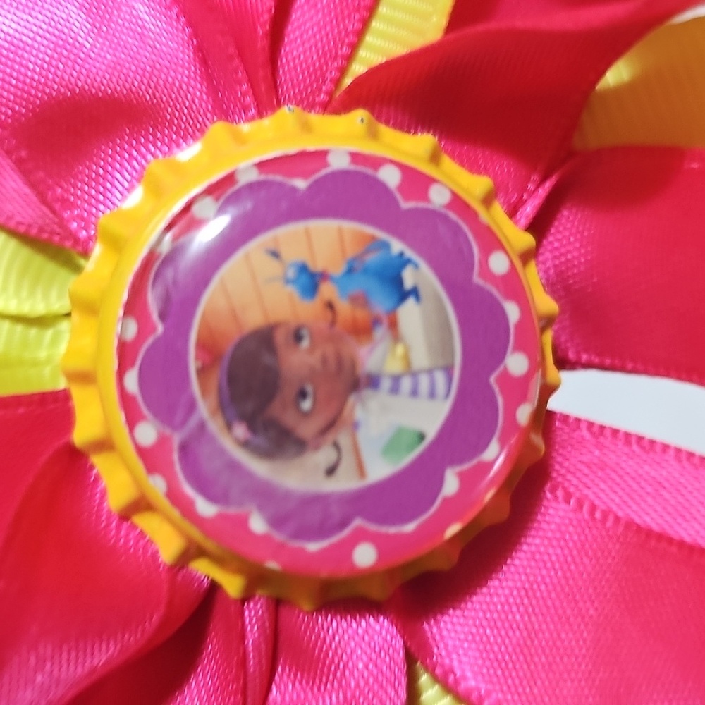 Doc McStuffins Bottle Cap Hair Clip Bow Used
